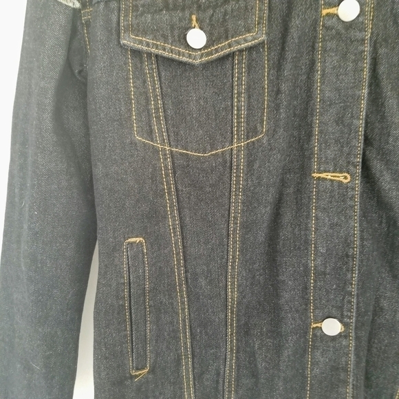 36Point5 Floral Embroidered Hooded Jean Jacket Size L - Picture 5 of 6